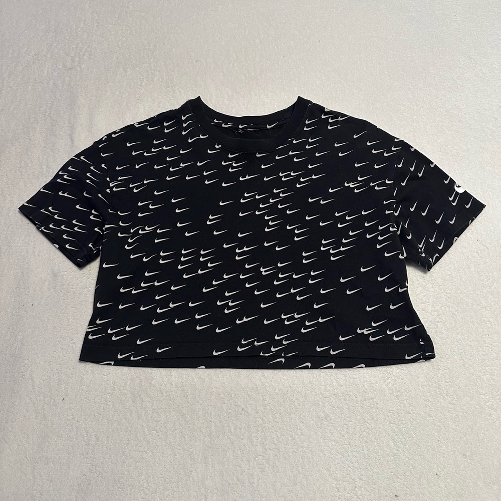 Nike all over swoosh print crop top.